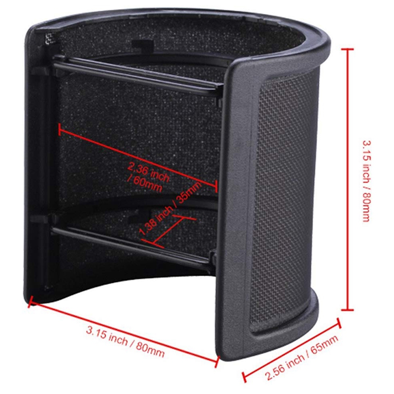 Microphone Shock Mount with Microphone Filter Windscreen Suspension Shock Mount Holder Clip