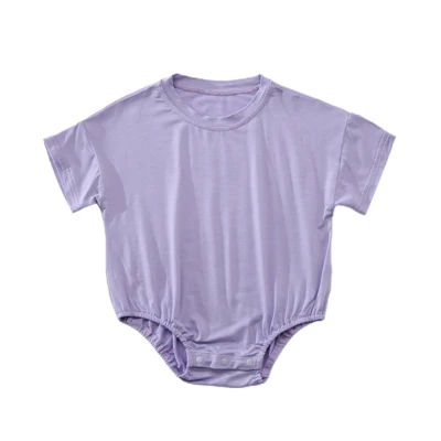 Baby Pajamas Solid Color Skin Friendly Breathable Infant Short Sleeve Romper for Summer