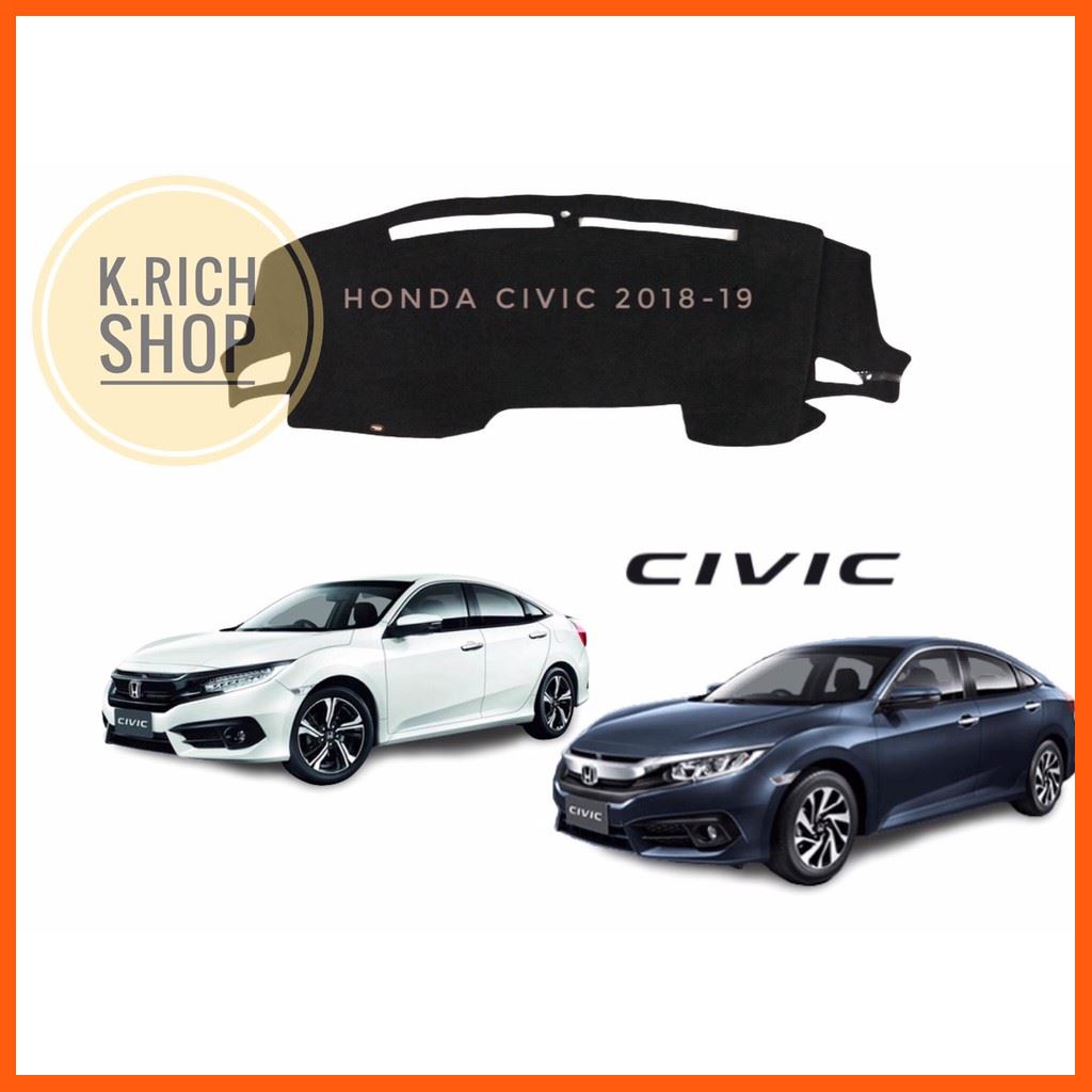 SALE พรมปูคอนโซลหน้ารถยนต์ #HONDA CIVIC 2018-2019 ตัดเย็บเข้ารูปที่สวยงามติดตั้งง่าย พรมกำมะหยี่สีดำ ยานยนต์ อุปกรณ์ภายในรถยนต์ พรมรถยนต์