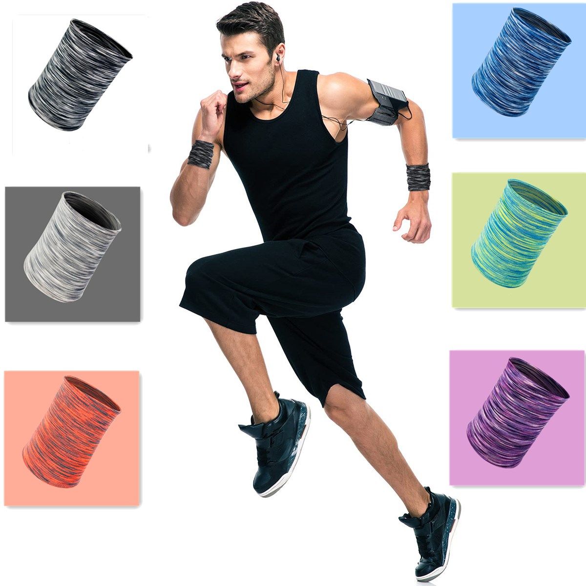 1 Pair Men Women Athletic Exercise Non Slip Ice Cooling Sweatband Wrist Support Cooling Wristbands