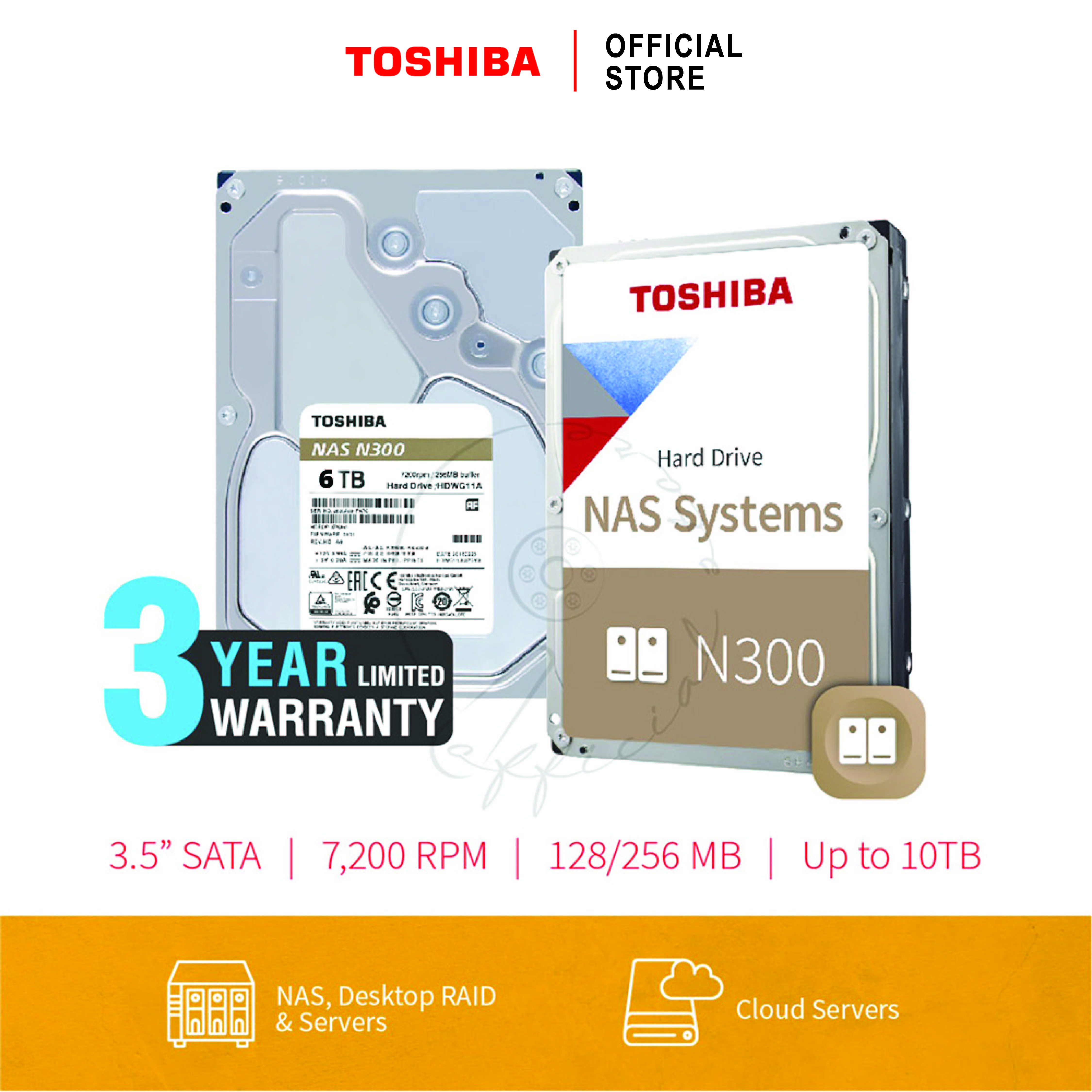HARDDISK TOSHIBA 6TB N300 HDWG160 SATA 3 5 7200RPM C B 128 MB HARDDISK TOSHIBA 6TB N300 HDWG160 SATA 3 5 7200RPM C B 128 MB