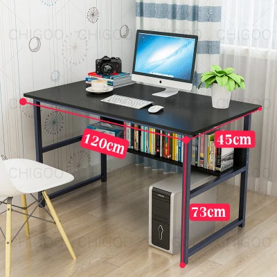 Chigoo 120cm โต๊ะ โต๊ะทำงาน 2 ชั้น โต๊ะคอมพิวเตอร์ กันสนิม โต๊ะทํางาน Computer Desk โต๊ะทำงานไม้ โต๊ะคอม โต๊ะไม้ Home Office table study table กันสนิม มีกระดานแยกชั้น โต๊ะทํางาน มีกระดานแยกชั้น