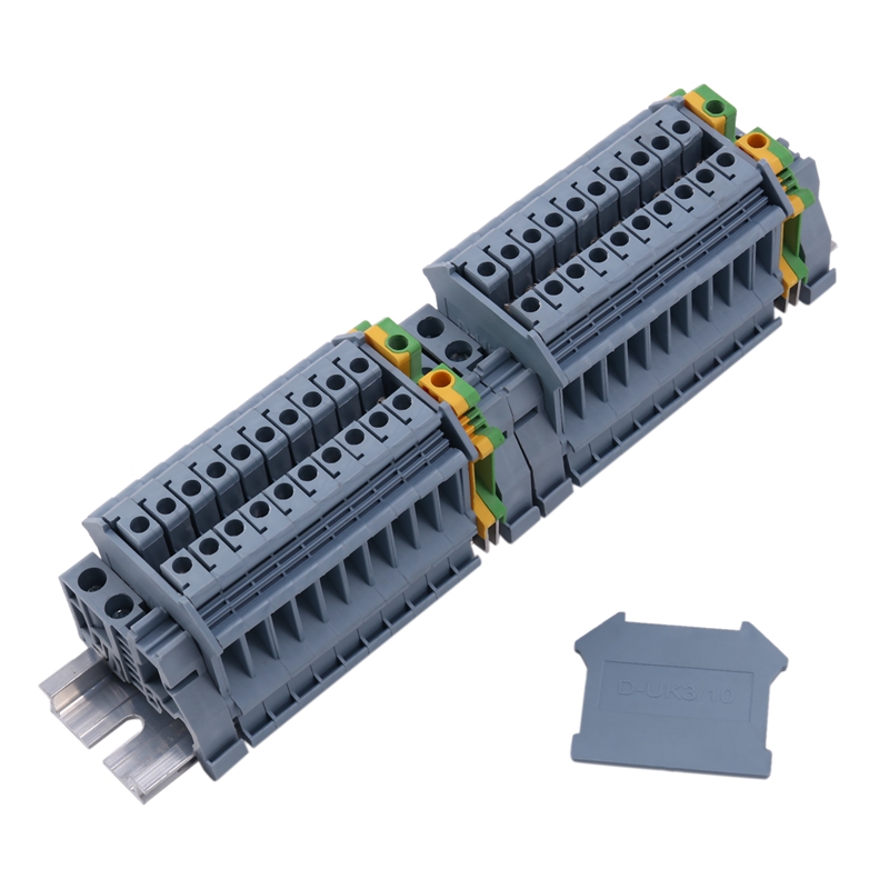 Din Rail Terminal Blocks Kit,Uk5N Terminal +Ground Blocks+Aluminum Rail