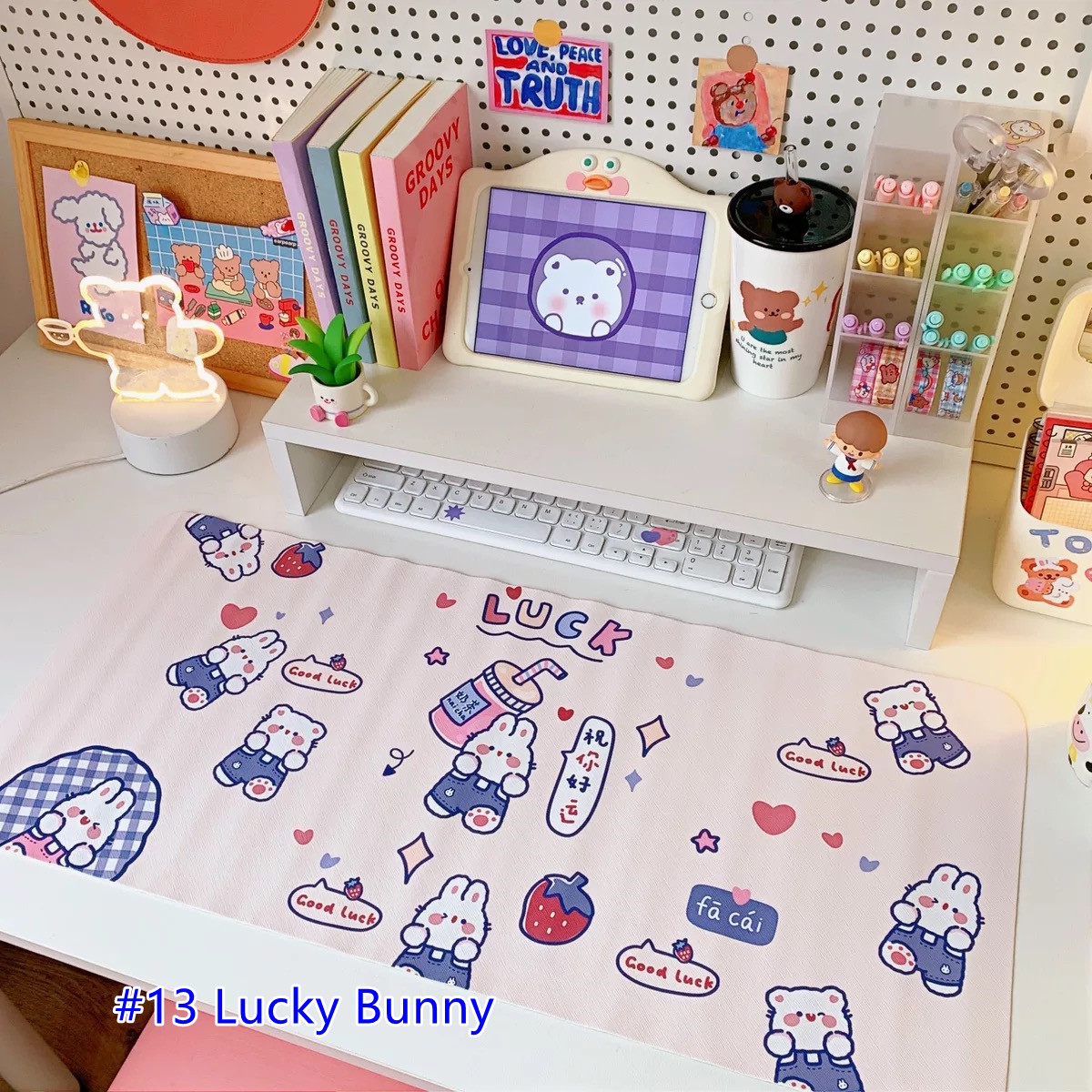 Big Size Mouse pad แผ่นรองเมาส์_Cuteness สี #13 Lucky Bunny สี #13 Lucky Bunny