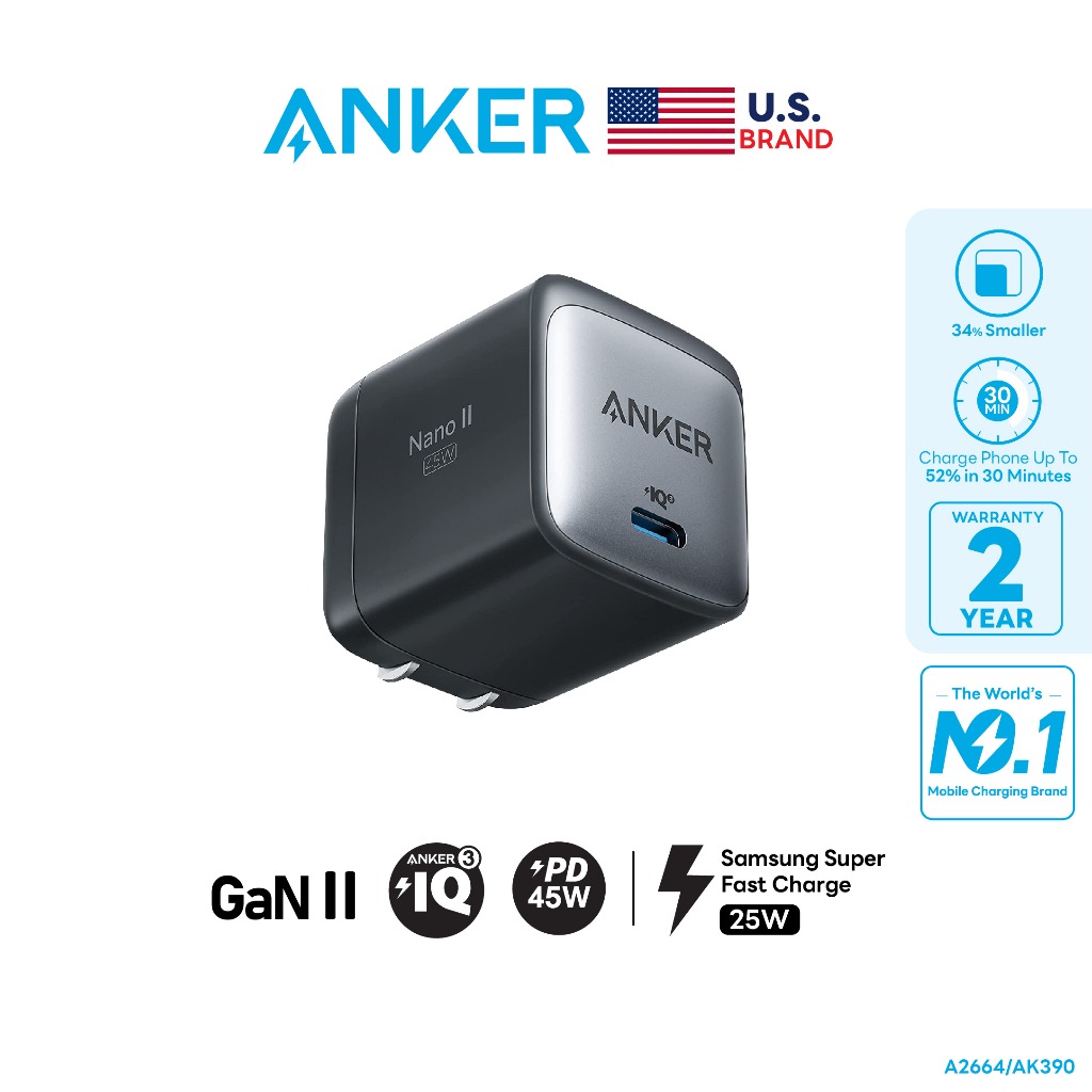 Anker 713 Charger (Nano II 45W) Super Fast Charge 25W หัวชาร์จ หัวชาร์จ ...