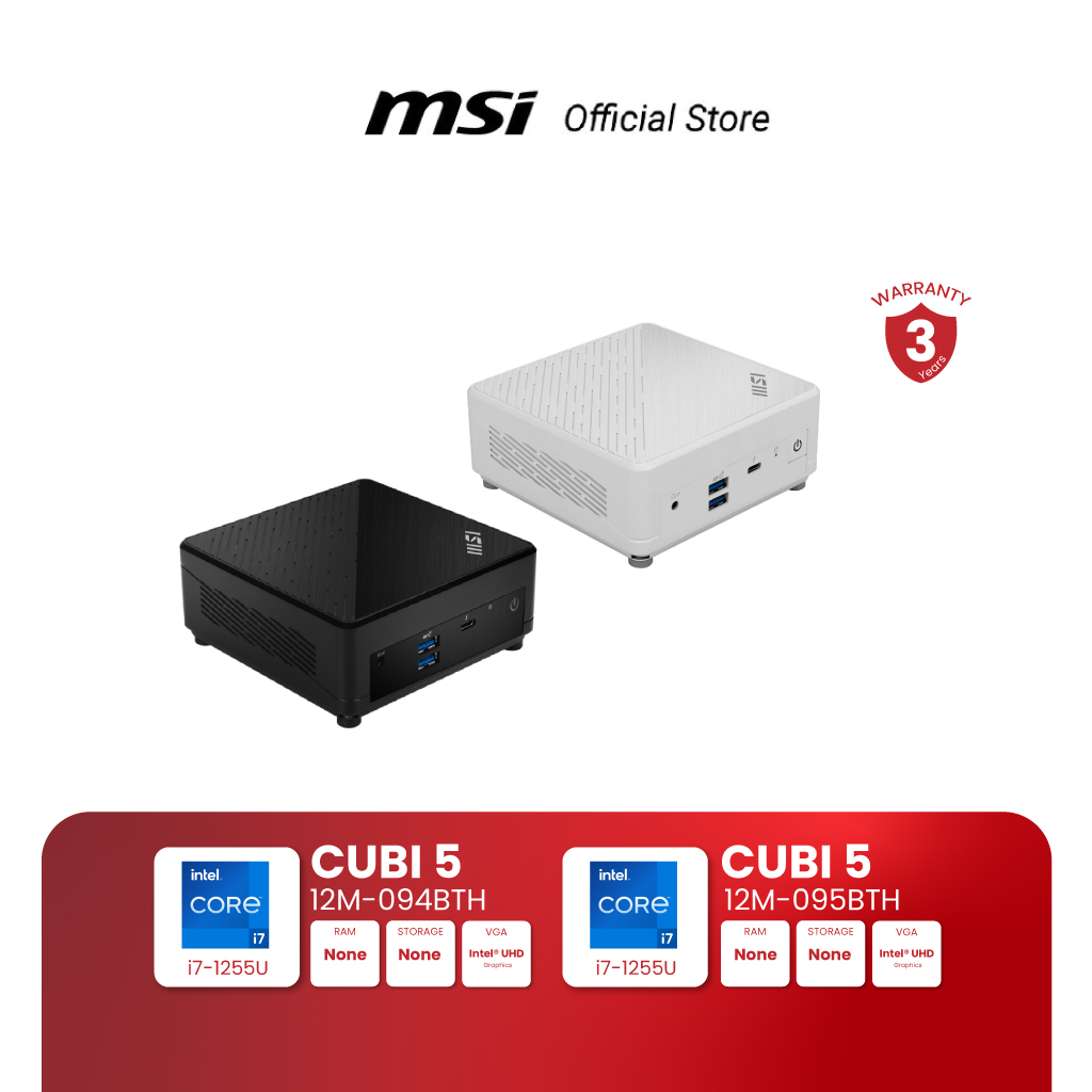 MSI MINI PC CUBI 5 12M-094BTH | CUBI 5 12M-095BTH | Intel core i7-1255U | Intel UHD Graphics (มินิพีซี) [Pre-Order จัดส่งภายใน7-15วัน] - ยี่ห้อ MSI ราคา 17,086 บาท*ส่งฟรี