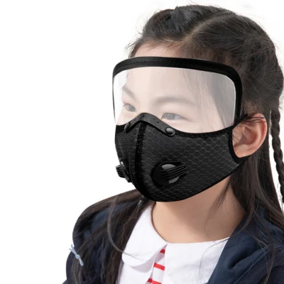 Risoo Kids Face Mask with double Valves Anti-Haze Face Mask Outdoor Cycling Face Mask Outdoor Breathable Full Face Shield with Transparent Eye Shield
