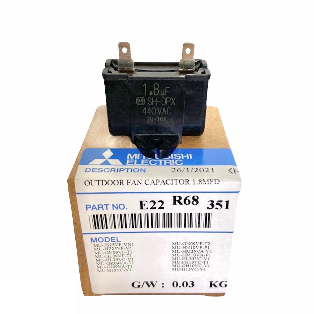 MITSUBISHI รหัส E22R68351 FAN MOTOR CAPACITOR 1.8 mf แคปรันมอเตอร์พัดลม แอร์มิตซูบิชิ ของแท้