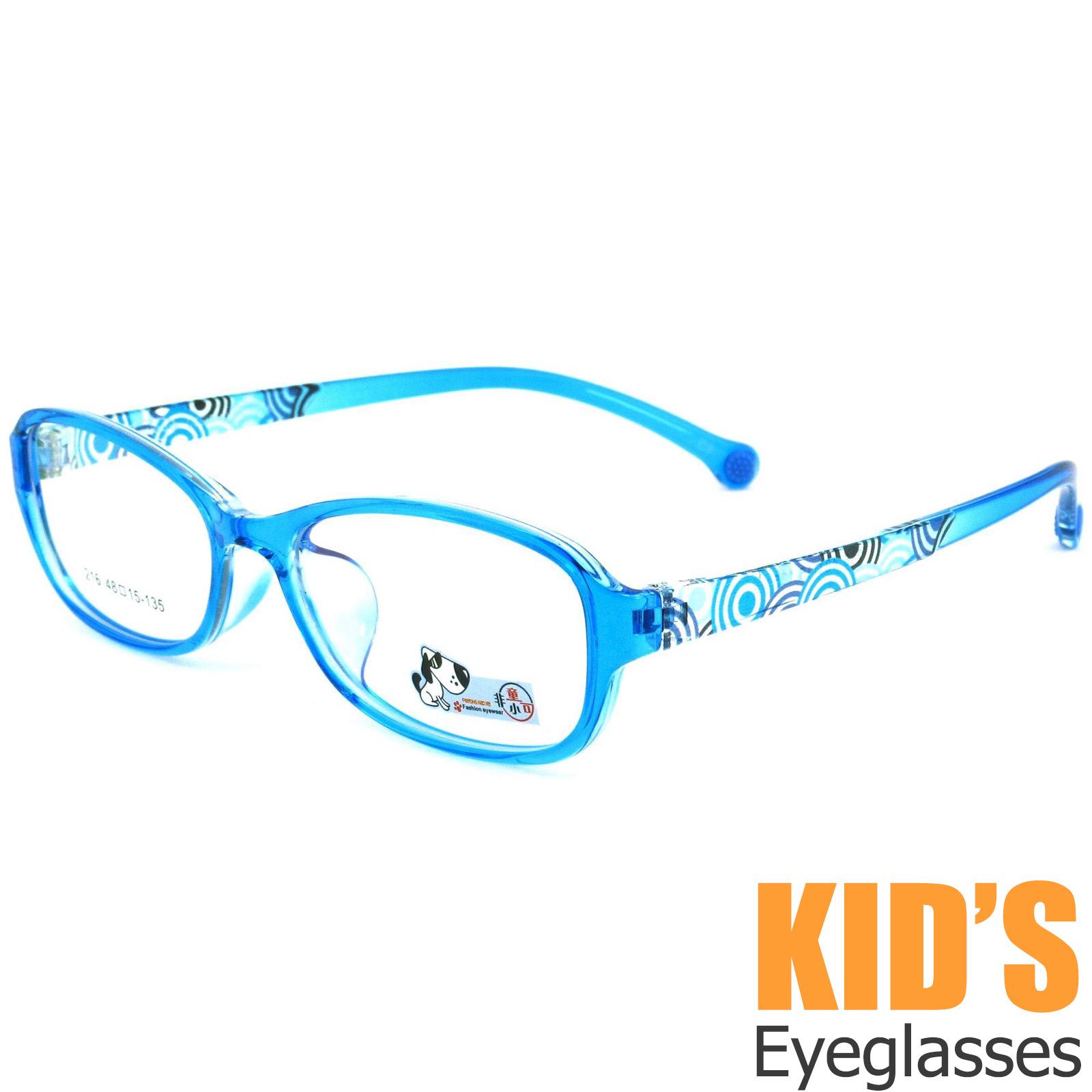 แว่นตาเกาหลีเด็ก Fashion Korea Children แว่นตาเด็ก รุ่น 216 สีฟ้ากรอบใส กรอบแว่นตาเด็ก Pillow ทรงวงรียาว Eyeglass baby frame ( สำหรับตัดเลนส์ ) วัสดุ PC เบา ขาข้อต่อ Kid leg joints Plastic Grade A material Eyewear Top Glasses