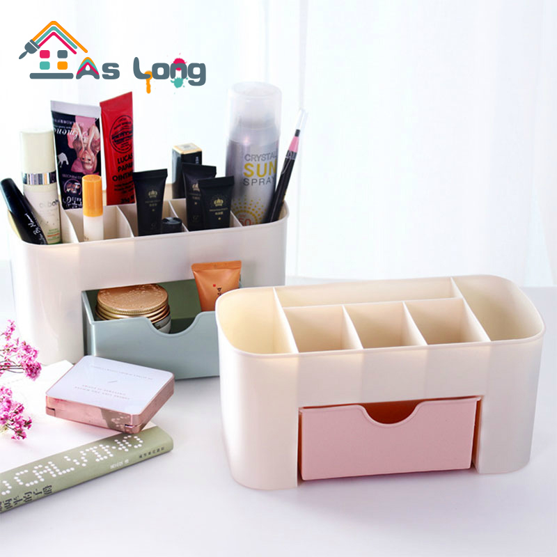 กล่องใส่เครื่องสำอางค์มีลิ้นชักในตัวความจุใส่ของได้เยอะ กันฝุ่น Makeup Storage Box กล่องเครื่องสำอาง2021 new ความเรียบง่าย พลาสติก สารพัดประโยช