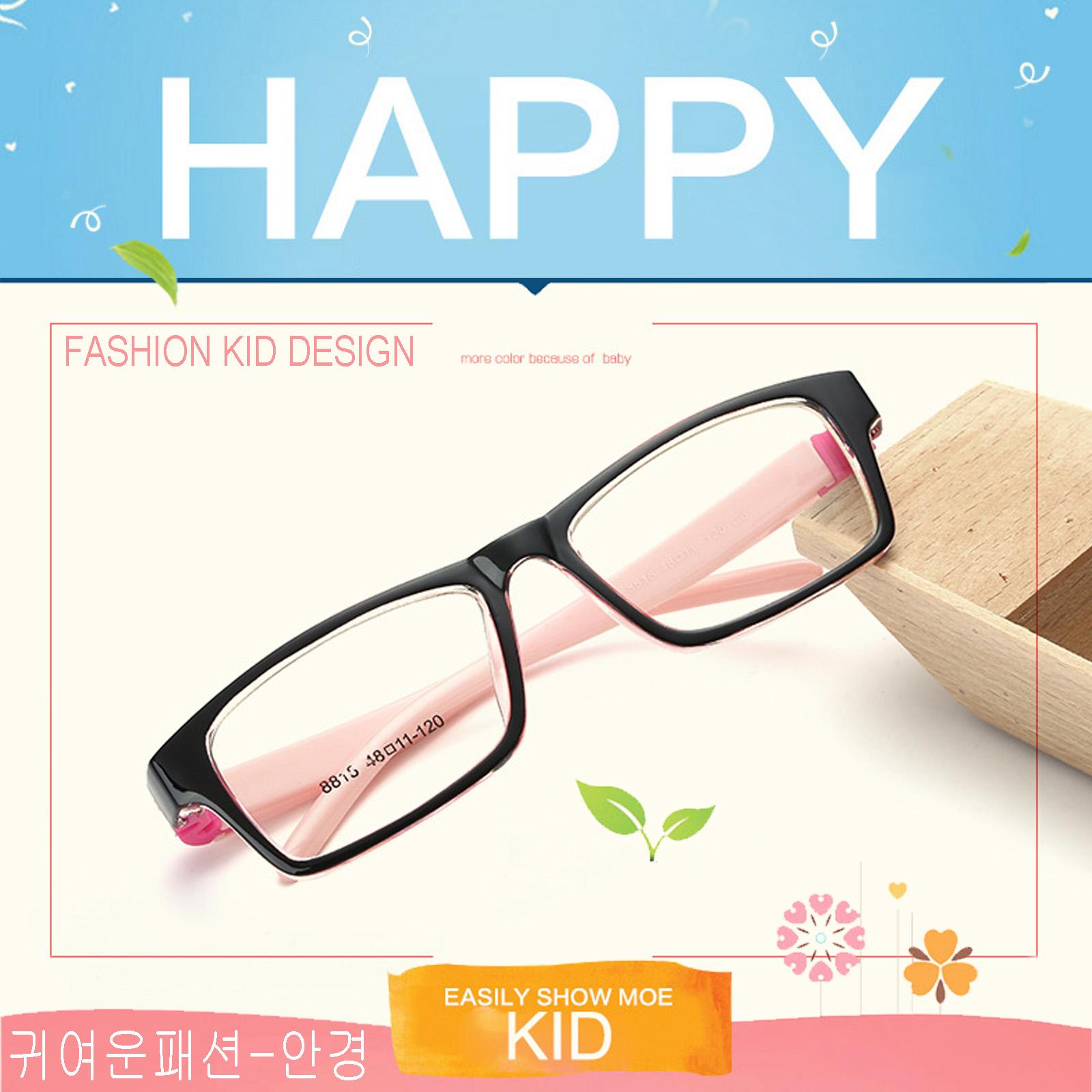 แว่นตาเกาหลีเด็ก Fashion Korea Children แว่นตาเด็ก รุ่น 8818 C-6 สีดำขาชมพู กรอบแว่นตาเด็ก Rectangle ทรงสี่เหลี่ยมผืนผ้า Eyeglass baby frame ( สำหรับตัดเลนส์ ) วัสดุ PC เบา ขาข้อต่อ Kid leg joints Plastic Grade A material Eyewear Top Glasses