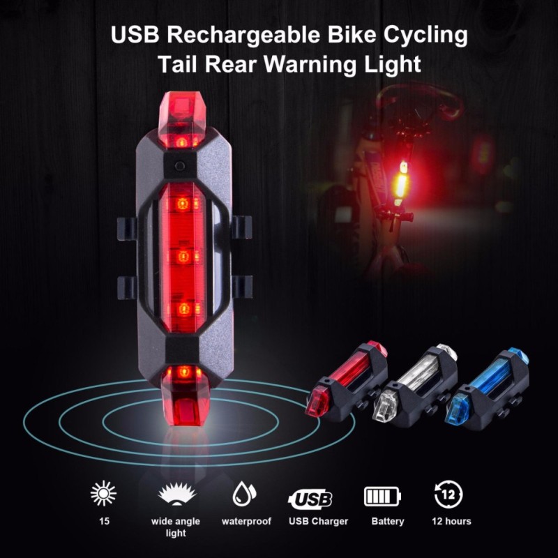 QIAOYUE ไฟท้ายจักรยาน LED ชาร์จ USB ได้ไฟท้ายรถจักรยานจักรยานกันน้ำขี่จักรยานไฟสัญญาณเตือน