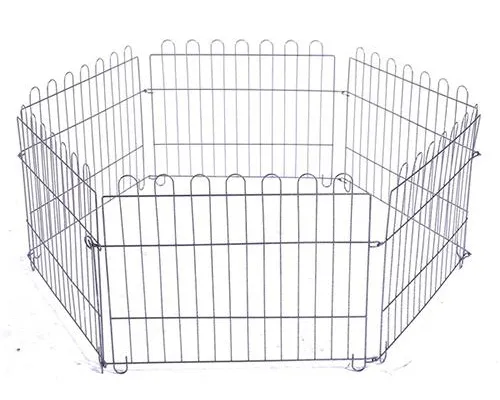 Pet Cage คอกพับเหล็ก 6 เหลี่ยม พกพาง่าย เปิดประตูได้ กรงกระต่าย SizeS ขนาด 65x50 ซม. (6 ชิ้น/เซ็ต)