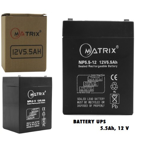 MATRIX แบตเตอรี่ยูพีเอส Battery Ups แบตเตอรี่แห้ง 12v 5.5ah