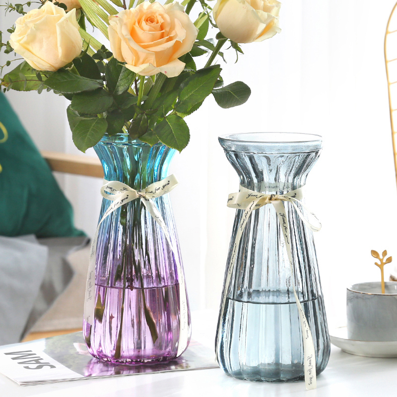 แจกันแก้วใสนอร์ดิกสร้างสรรค์เรียบง่ายน้ำกุหลาบลิลลี่แจกันดอกไม้ตกแต่งห้องนั่งเล่นจัดดอกไม้