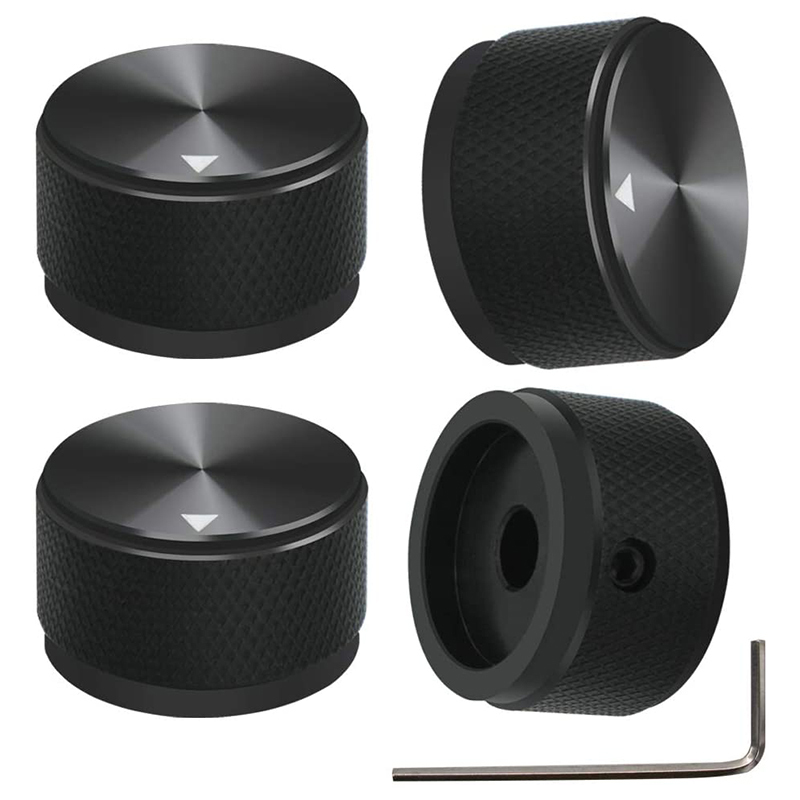 4Pcs Aluminum Alloy Potentiometer Knurled Knob Volume Audio Electric Guitar Bass Screw Type 25 X 15.5Mm (Dh)