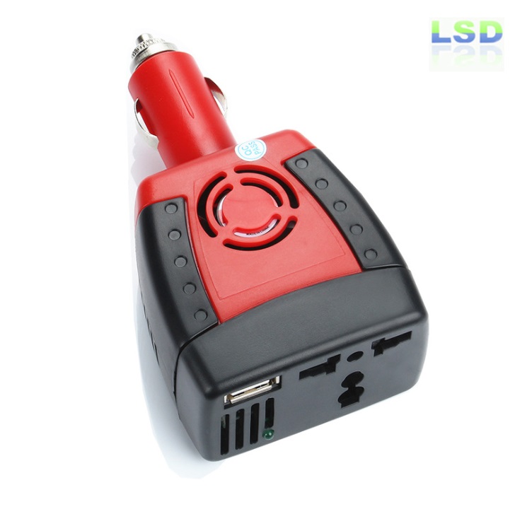 Car Inverter 150w เครื่องแปลงสัญญานไฟในรถยนต์เป็นไฟบ้าน (12V DC to 220V AC + 5V 2.1 Amp USB Port) (Red)