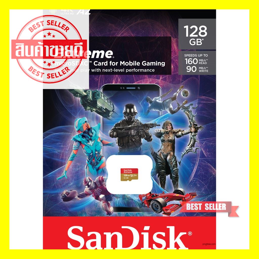 สินค้าดี มีคุณภาพ ## SanDisk Extreme microSD UHS-I A2 128GB (SDSQXA1-128G-GN6GN, Mobile Gaming) ความเร็วสูงสุด อ่าน 160MB/s เขียน 90MB/s