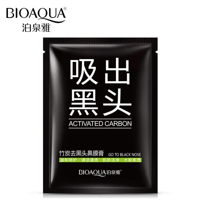 BIOAQUA Activated Carbon Go To Black Nose 6g. เจลดำ ลอกสิวเสี้ยน สิวหัวดำ สิวอุดตัน ให้หลุดออกง่ายๆ