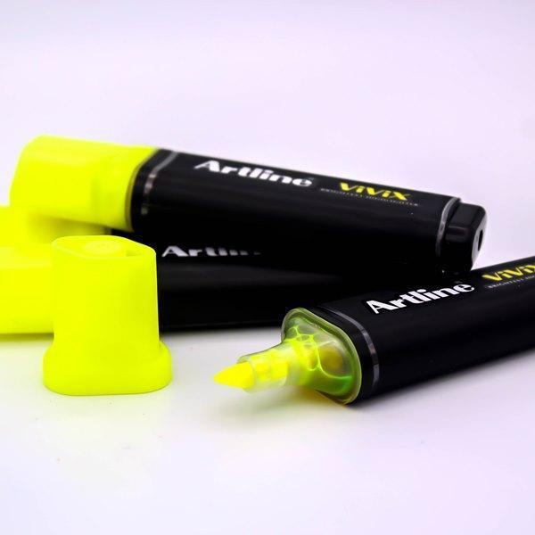 ปากกาเน้นข้อความ อาร์ทไลน์ VIVIX ชุด 4 ด้าม (สีเหลือง) สีสดสะท้อนแสง
