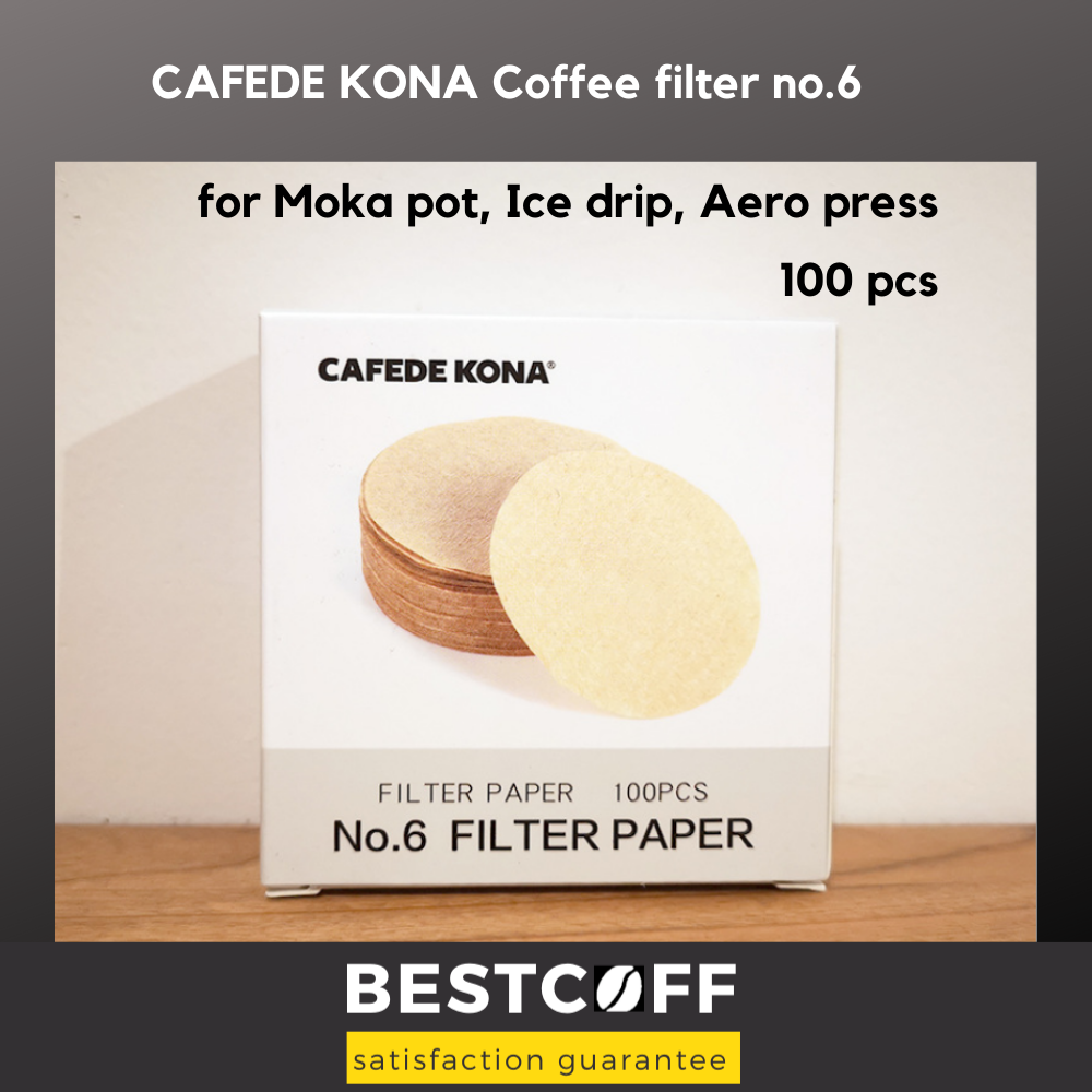 CAFEDE KONA แผ่นกรองดริปกาแฟ Coffee filter natural wood paper no.6 100 pcs