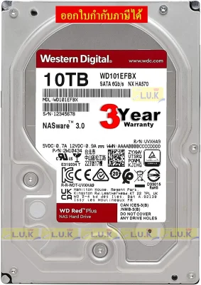 10TB HDD (ฮาร์ดดิสก์) WD RED PLUS NAS (WD101EFBX) 3.5" 7200RPM SATA3 - ประกัน 3 ปี