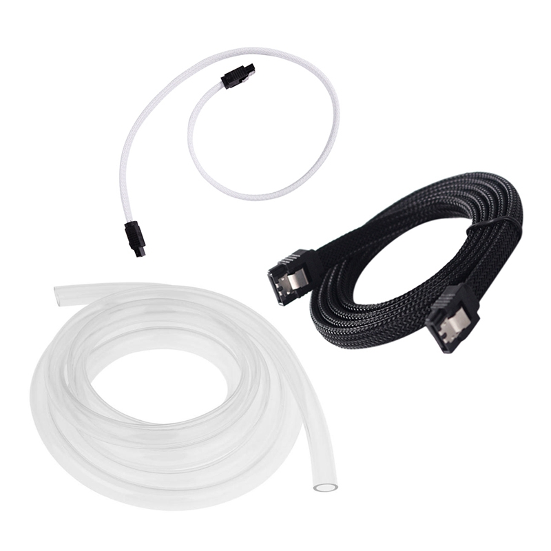 2M/6.56Ft 9.5X12.7mm Transparent Pvc Pipe with 2 Pcs SATA 3.0 III SATA3 7Pin Data Cable 6Gb/S SSD Cables