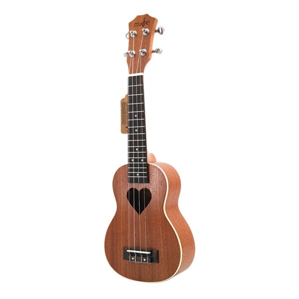 21Inch Ukulele Soprano Four-Strings Hawaii Mini Guitar Ukulele Acoustic Guitar Heart Pattern for Beginners Adult Starter