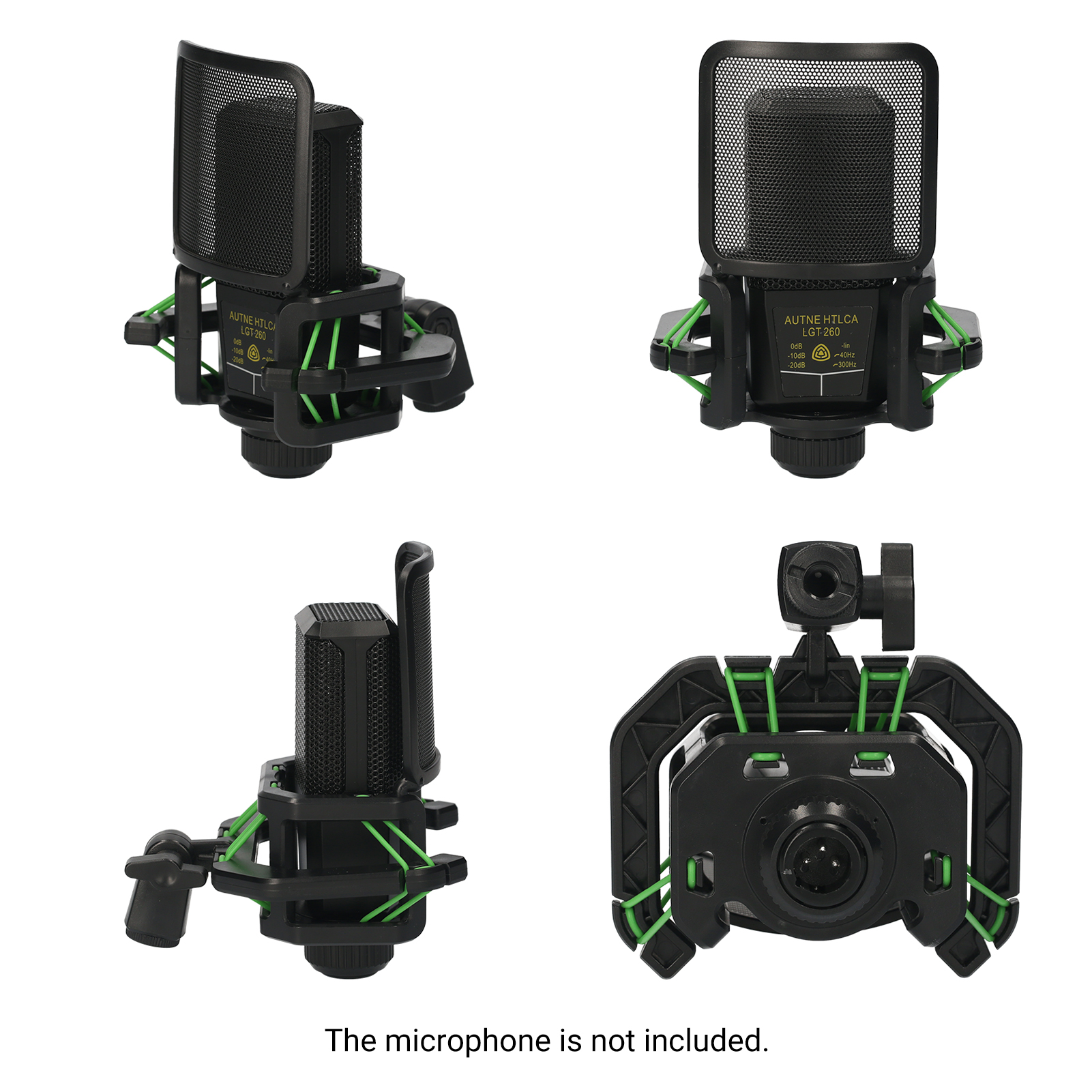 Plastic Microphone Shock Mount Anti-vibration Mic Holder Stand with Metal Pop Filter Universal Screw Adapter for Diameter 23.5mm-24.5mm