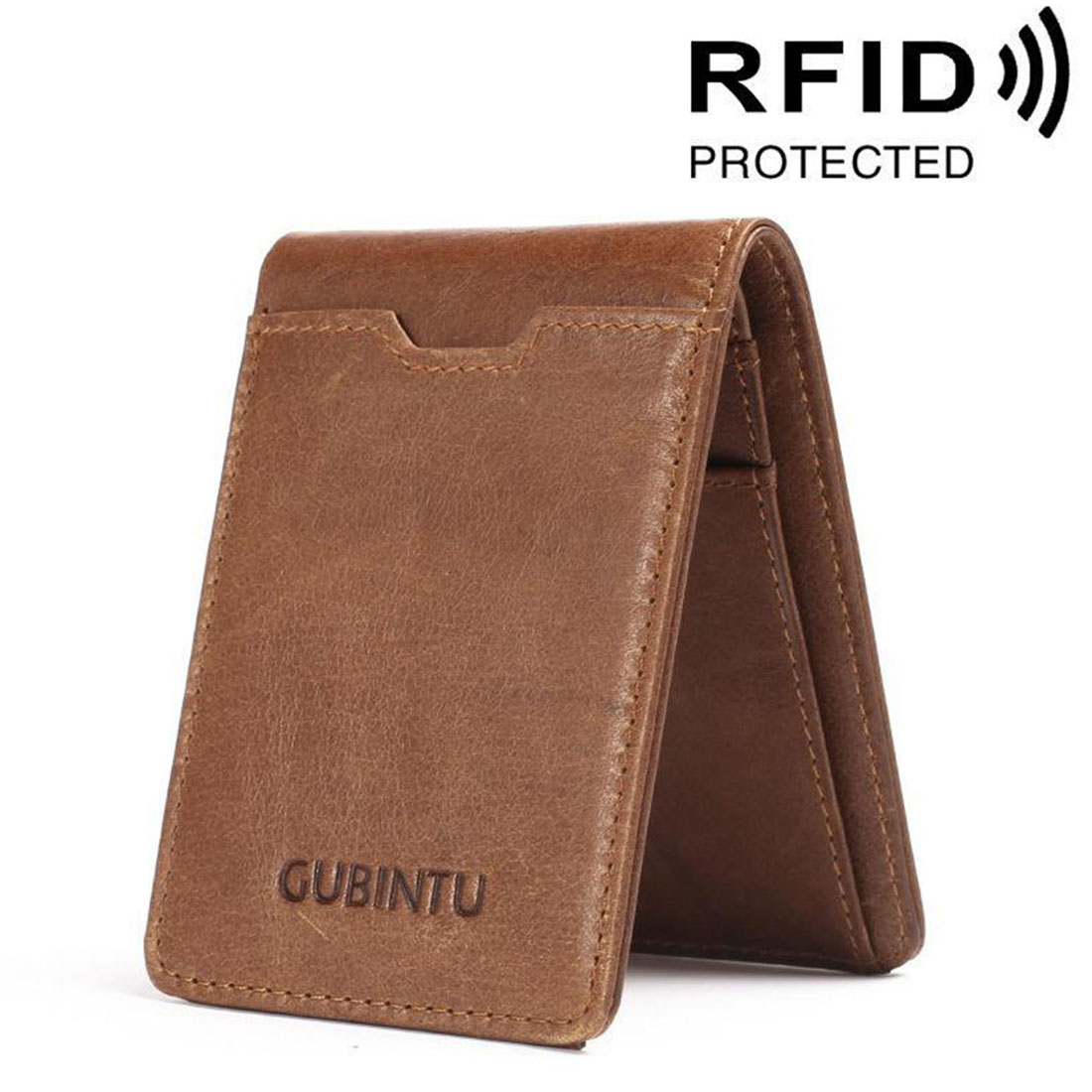 Smartconnกระเป๋าสตางค์หนังแบบบาง,ที่ใส่บัตรเครดิตกระเป๋าด้านหน้าแบบพับได้พร้อมตัวล็อกRFIDที่ใส่นามบัตรหนังแท้100%