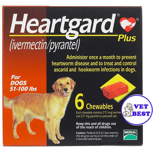 ราคา Heartgard Plus สุนัข 23-45 กก. (6 ก้อน) [EXP: 04/2021]  กินป้องกันพยาธิหนอนหัวใจ และถ่ายพยาธิภายใน - Mills Pet Center