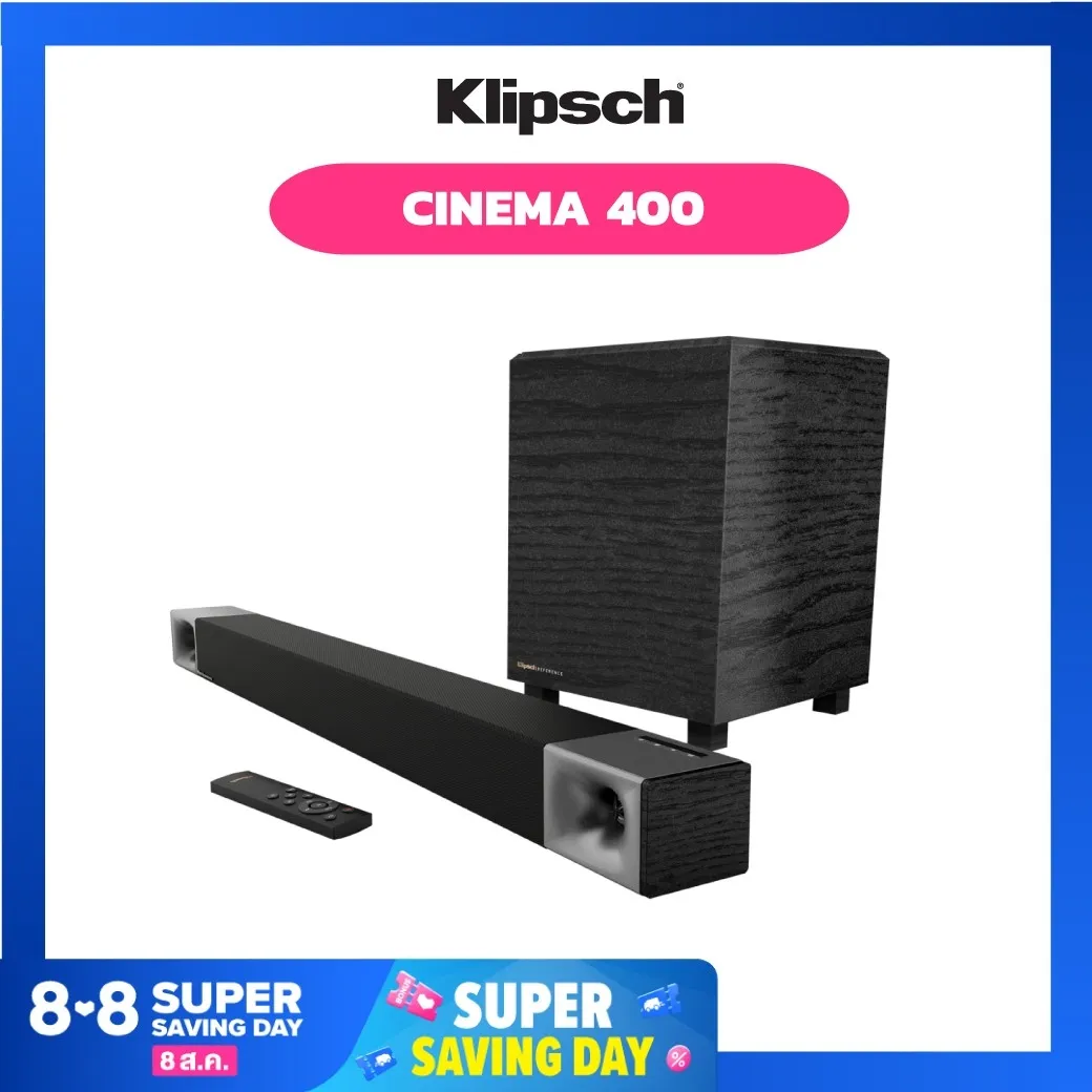 Klipsch Cinema-400 ลำโพงซาวด์บาร์+ซัฟวูฟเฟอร์ไร้สาย