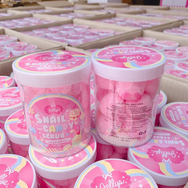 JELLYS Snail Scrub Candy สบู่สครับเมือกหอยทาก สครับสเนล สครับน้ำตาล 1 กระปุก