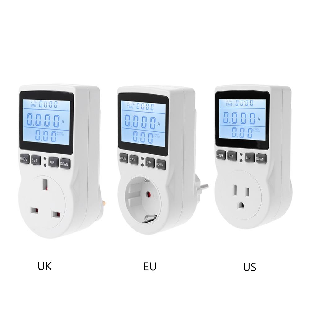 Digital Power Meter Socket EU/US/UK Plug Energy Meter Current Voltage ...