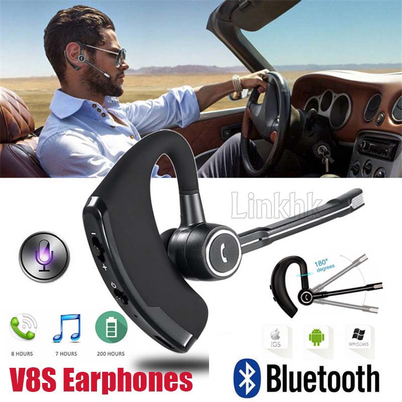 V8S Voice Control Business Bluetooth Headset Earphone Handsfree True