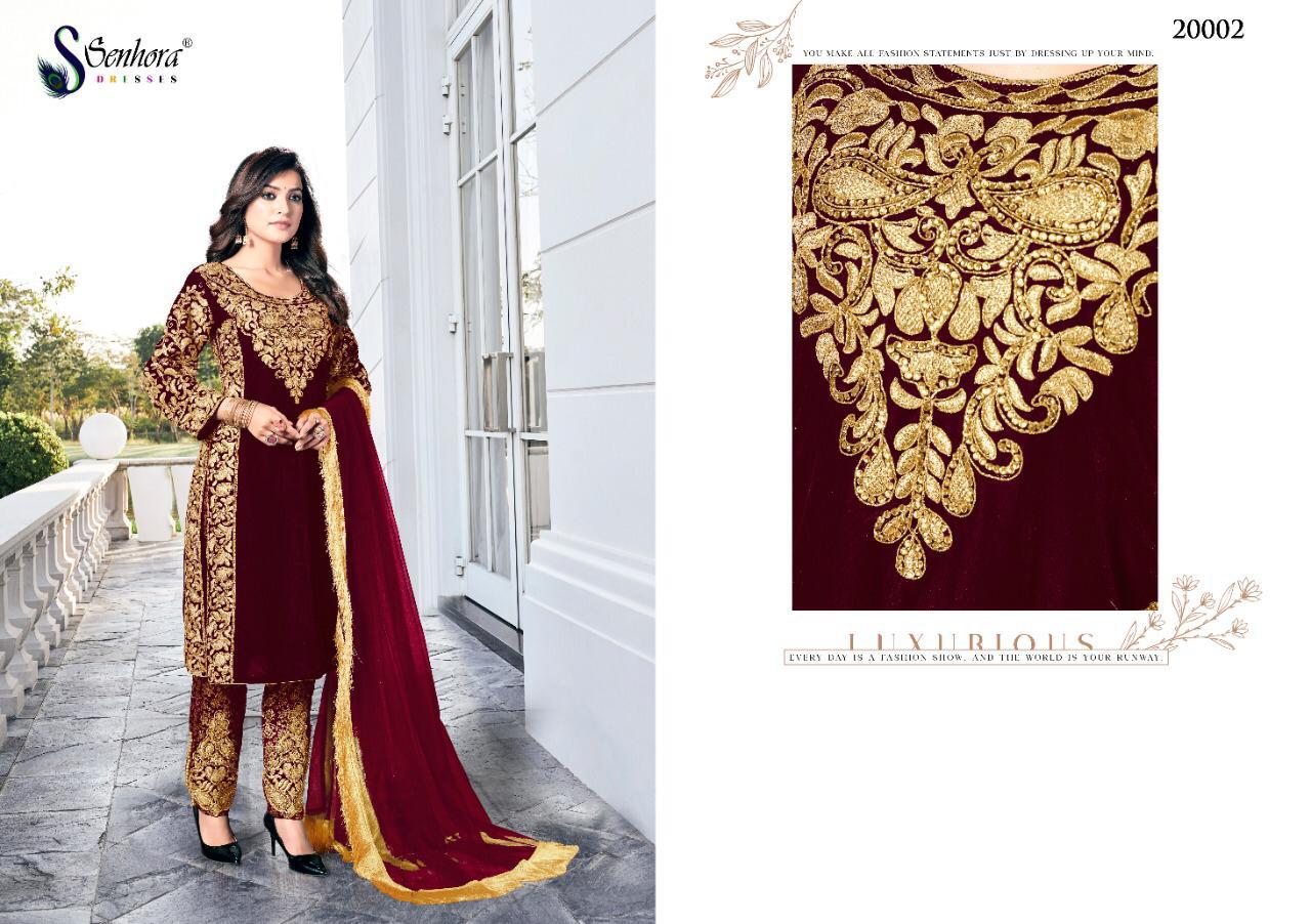 ชุดอินเดีย เสือยาว พร้อมกางเกง ผ้าคลุมไหล่ Fabric :Heavy velvet with Embroidery work มี 6  สี ดำ/แดง/เขียว/น้ำเงิน/กรม/ม่วง  Size: M ,L,XL cr.eth