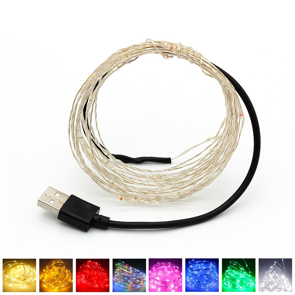 10M USB LED String Light Waterproof LED Silver Copper Wire Festoon ...