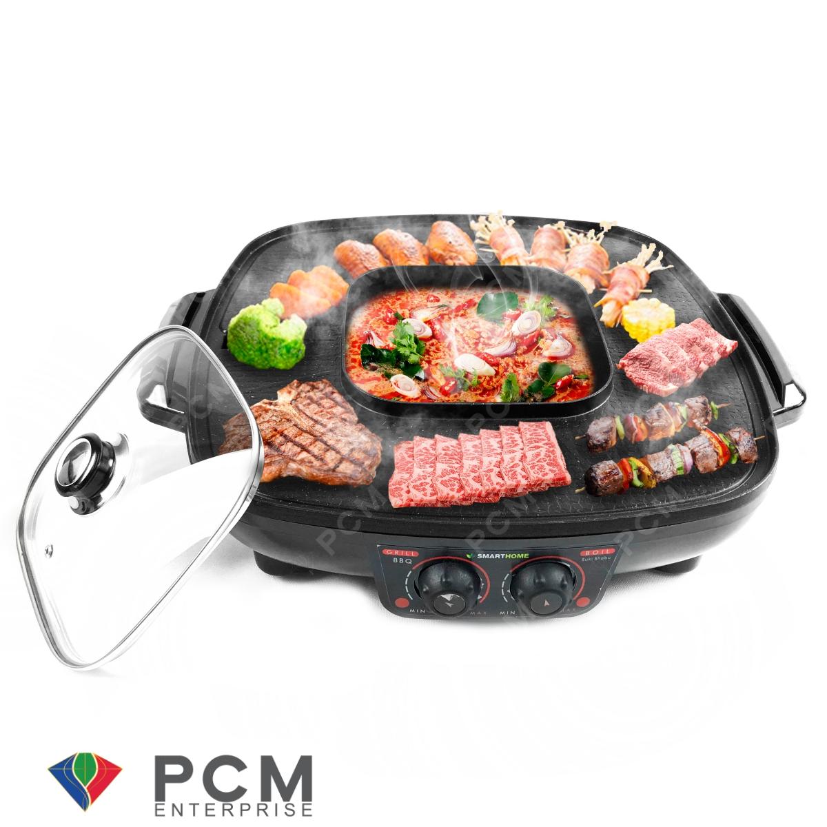 Smarthome [PCM] เตาปิ้งย่างเอนกประสงค์พร้อมหม้อสุกี้ 2 in 1 รุ่น SM-EG1802