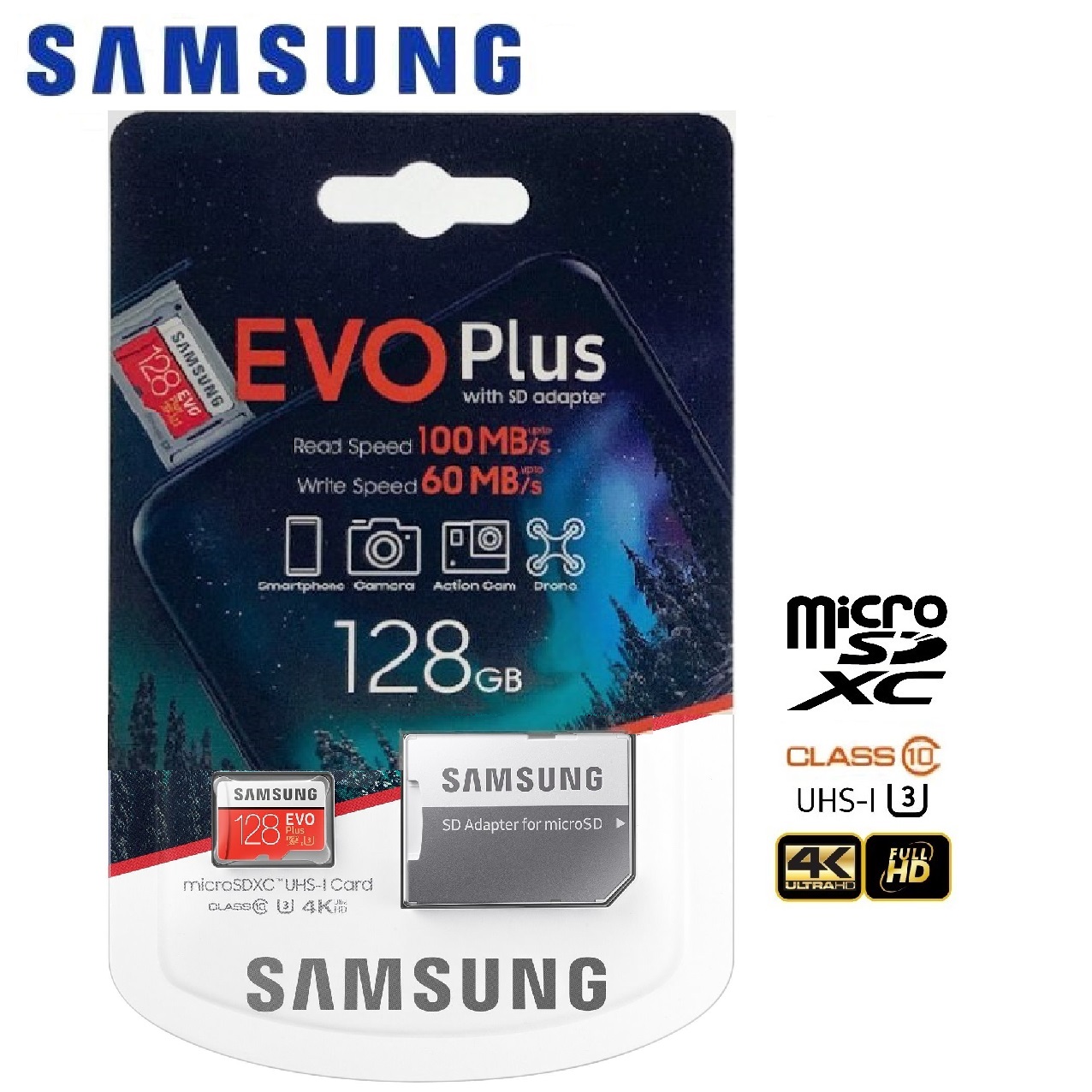 Samsung 128GB EVO Plus Micro SDXC with Adapter (100MB/s)