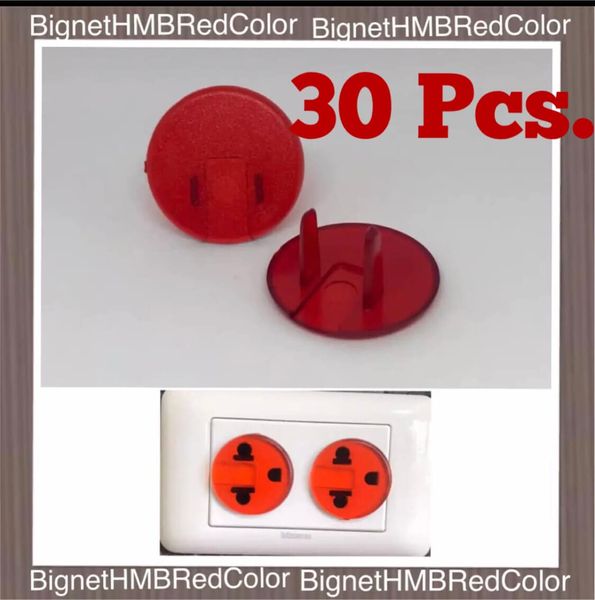 H.M.B. Plug 10 Pcs. ที่ปิดรูปลั๊กไฟ Handmade®️ Red Color ฝาครอบรูปลั๊กไฟ รุ่น -สีแดงใส- 10,20,3040,50 Pcs.  !! Outlet Plug !!  สีวัสดุ สีแดง Red color 30 ชิ้น ( 30 Pcs. )