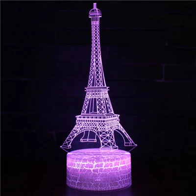 Acrylic Table Lamp World Building Eiffel Tower For Home Room Decor 7 Color Changing LED 3D Light Holiday Gift Night Lights