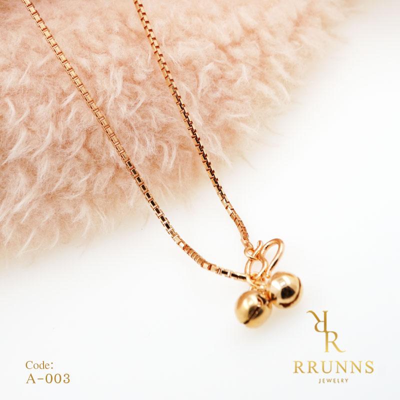 RRUNNS สร้อยข้อเท้าหุ้มนาค หนัก 2 สลึง ยาว 9.5 นิ้ว ลายบล็อกกระดิ่งคู่