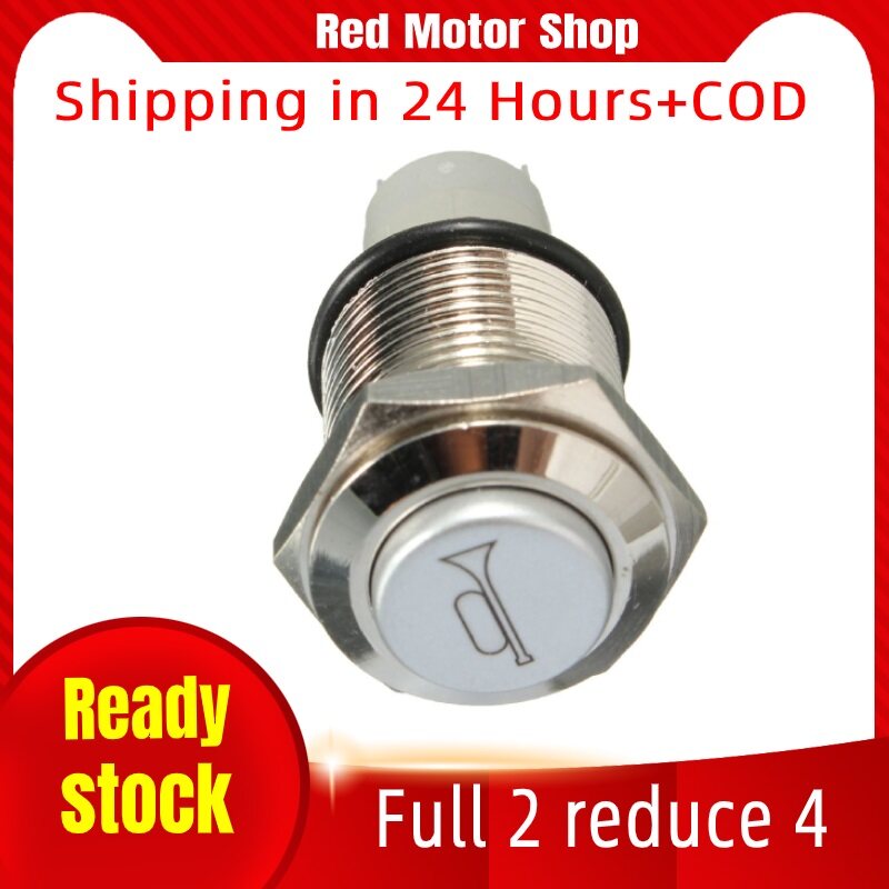 (Ready stock)12V 16mm Car LED Light Momentary Horn Button Metal Switch Push Button สวิตช์โลหะปุ่มรถ