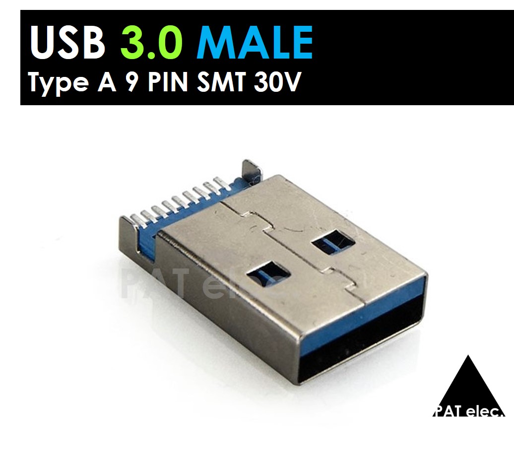 อะไหล่ พอร์ต ขั้วต่อ หัว USB 3.0 ตัวผู้  9 PIN DIY Type A SMT 30V Male Plug Connectors Socket Electric Terminals .7