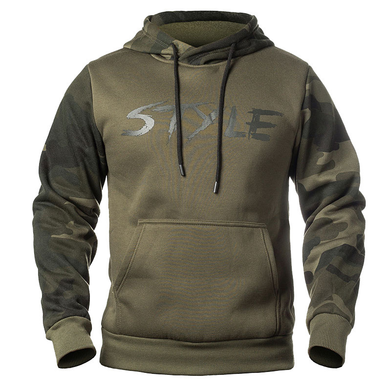 Caxndycing Kapuzenpullover Herren - Retro Camouflage Hoodie Y2K Style
