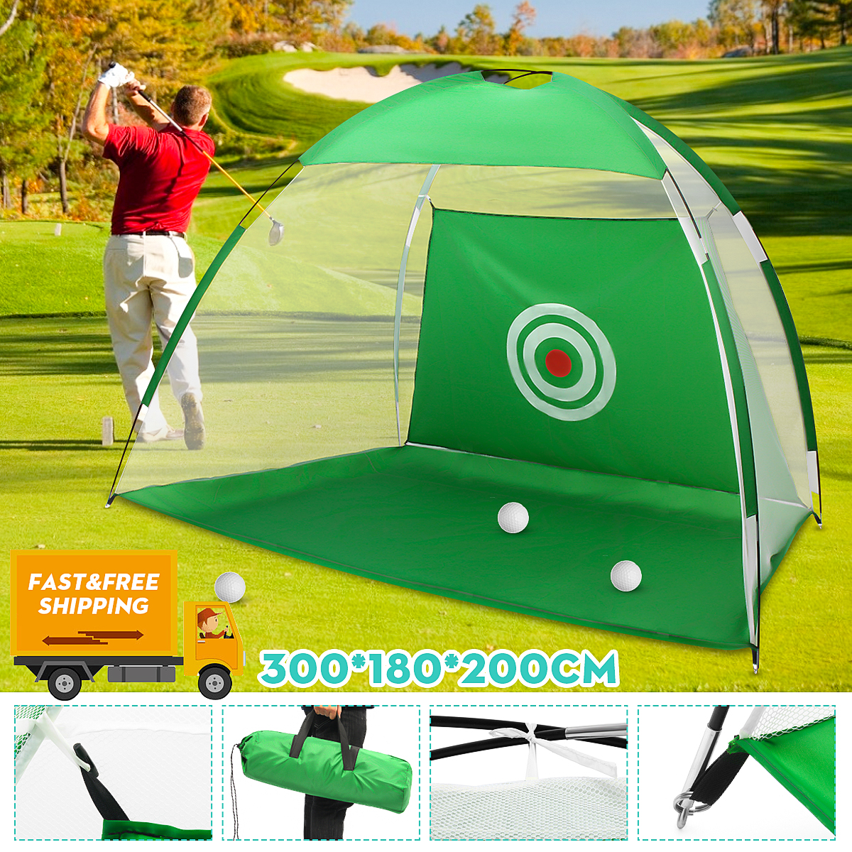 [Paidbang] เต้นท์ฝึกตีกอล์ฟ อุปกรณ์ฝึกตีกอล์ฟ 300X180x200 เซนติเมตรgolf net