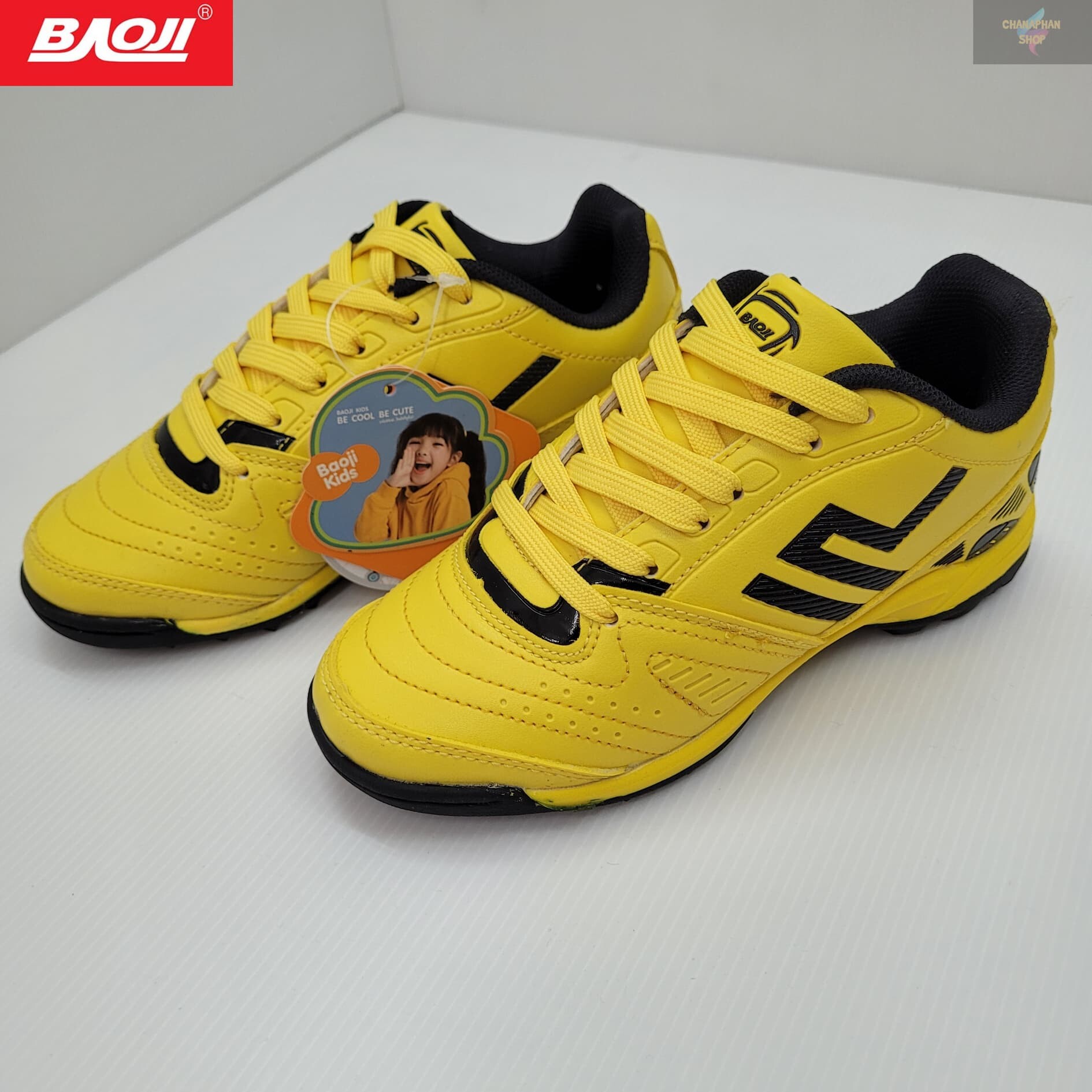 Baoji ของแท้ 100% รองเท้าฟุตซอลเด็ก รุ่น GH866 สีเหลือง SIZE 31-36