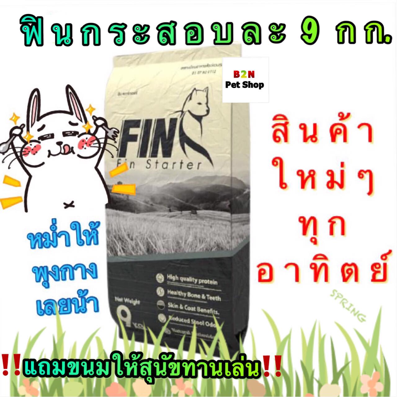 FIN Starter อาหารสุนัขฟิน เกรดพรีเมี่ยม โปรตีนสูงถึง 33% เหมาะสำหรับสุนัขทานยาก แพ้ไก่ทานได้ บำรุงผิวหนังและเส้นขน EXP 2022