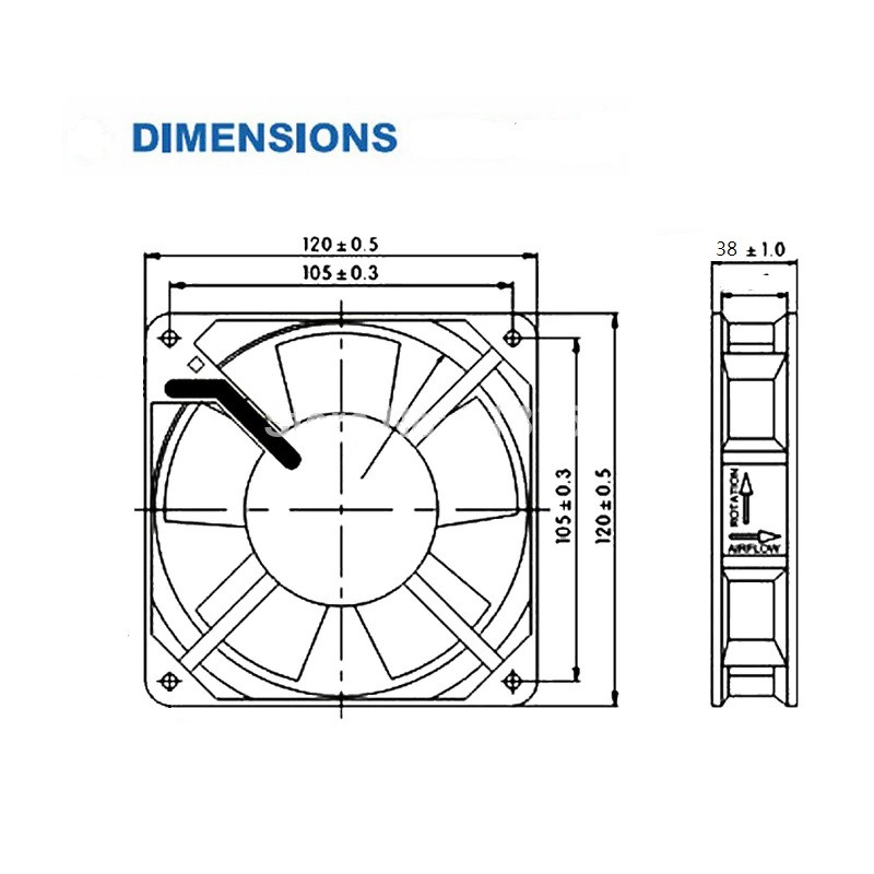พัดลม 4.5 นิ้ว AC 220V 12cm RACK FANCooling Fan ตัวขอบพัดลมเป็นเหล็ก ...