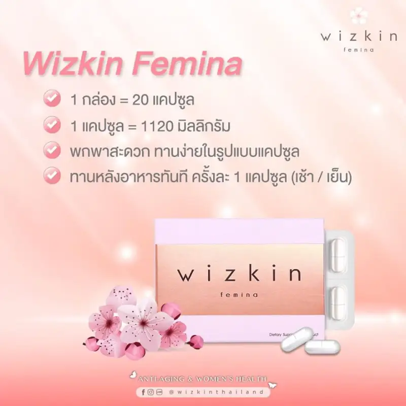 ภาพสินค้าส่งฟรี+มีเก็บปลายทาง Wizkin Femina (สวยครบจบในเม็ดเดียว Wizkin Femina 1 กล่อง 100% จากร้าน ceo168shop บน Lazada ภาพที่ 4